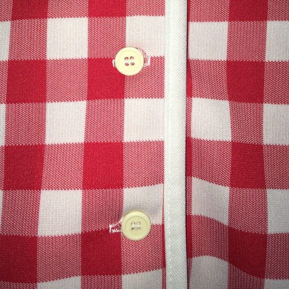 🐜 VINTAGE red and white gingham button-up short sleeve shirt, small — VGUC - Picture 4 of 12